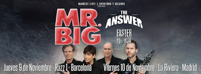 Mr Big actuarán en noviembre en Barcelona y Madrid con The Answer y Faster Pussycat como teloneros