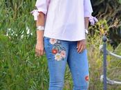 Zara embroidered jeans outfit