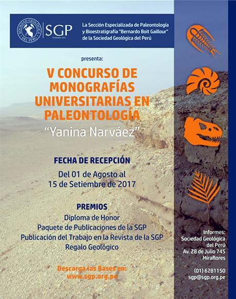 CONCURSO DE MONOGRAFÍAS UNIVERSITARIAS EN PALEONTOLOGÍA. ORGANIZADA POR SECCION DE PALEONTOLOGIA SGP