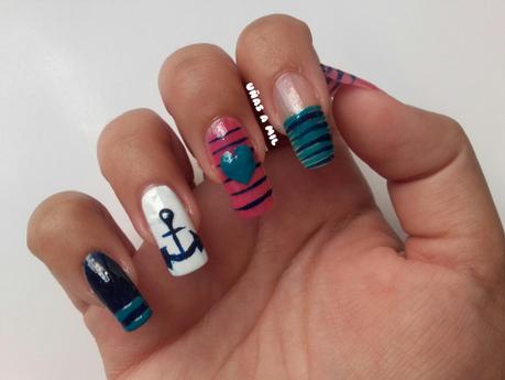 Diseños de uñas veraniegos con esmaltes Masglo: manicura marinera y de sandías