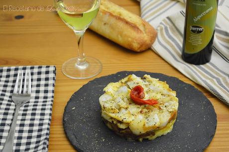 Timbal de bacalao, pimiento y patatas - Reto #asaltablogs