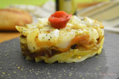 Timbal de bacalao, pimiento y patatas - Reto #asaltablogs