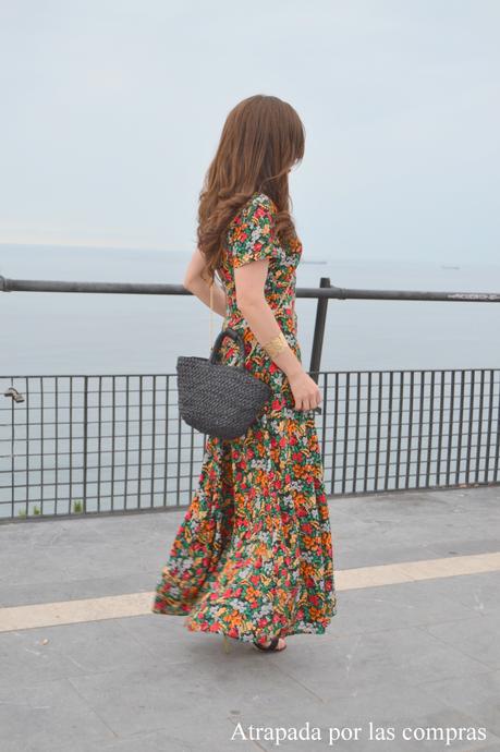 VESTIDO CAMISERO LARGO DE FLORES