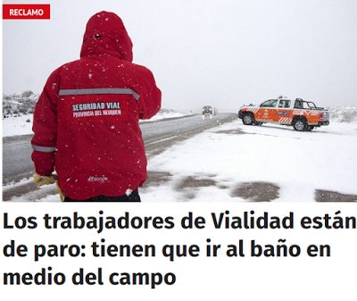 Los trabajadores de Vialidad están de paro: tienen que ir al baño en medio del campo