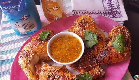 Pollo asado con salsa de mango