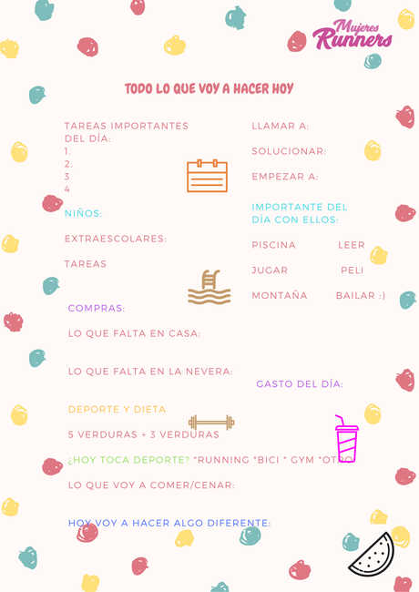 Optimiza el tiempo. Planning diario con las cosas más importantes para organizar el día.