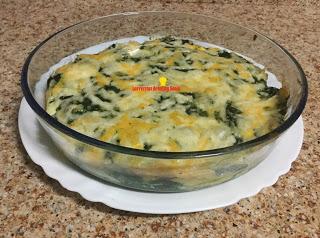 PASTEL DE ESPINACAS Y PATATAS EN MICROONDAS