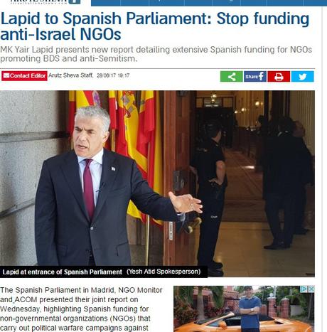 Lapid al Parlamento español: “dejen de financiar ong´s anti israelíes”