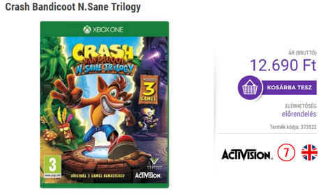 Se lista Crash Bandicoot N. Sane Trilogy para diciembre en Xbox One