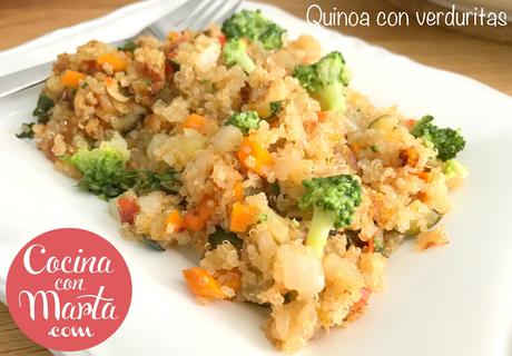 quinoa salteada con verduras, recetas con quinoa, recetas sanas, dieta, receta rápida, fácil, cocina con marta
