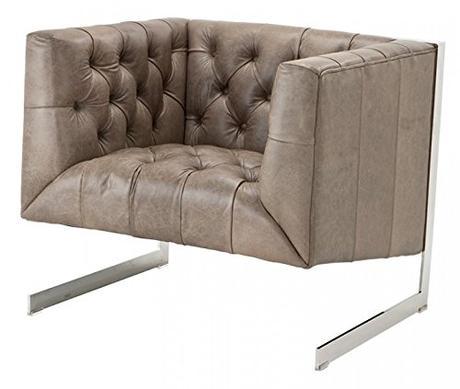 Casa Padrino Chesterfield luxury leather armchair Manhattan Vintage Leather Grey - Club Chair