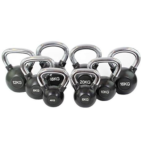 Kettlebell / Pesa rusa cromada con revestimiento de goma 4 - 20 kg (6 kg / Negro)