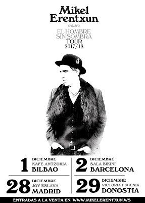 Mikel Erentxun presentará disco en diciembre en salas de Bilbao, Barcelona, Madrid y San Sebastián