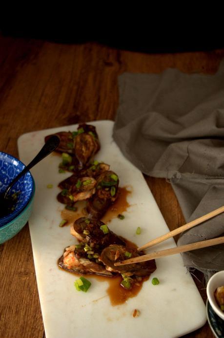 Dim sum de berenjenas y langostinos, un bocadito que toca el corazón