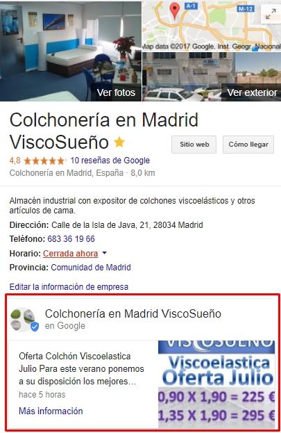 Ficha Google my Business con nuevo contenido de publicaciones