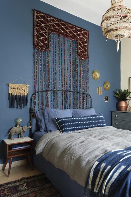 interiors, bohemian spirit and indigo colors