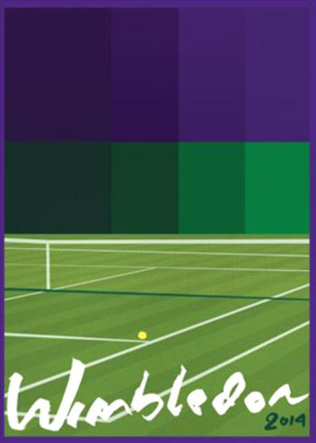 sports illustration, green and purple, tennis, Wimbledon