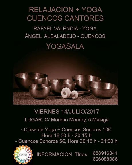 Relajación + Cuencos Cantores,  con Ángel Albaladejo Una grata e inolvidable experiencia yóguico-musical. YogaSala viernes dia 14. de julio