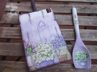 Como decorar una tabla y una cuchara de madera con decoupage