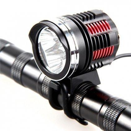 Theoutlettablet® Luz delantera - Foco frontal para Bici 6000 lúmenes Linterna LÁMPARA TORCH frontal 3x CREE XM-L U2 LED de bicicleta /bici lámpara Luz LED frontal para manillar de bicicletas (3 focos, 6000 Lumens) con batería, arnés de cabeza y cargador COLOR NEGRO