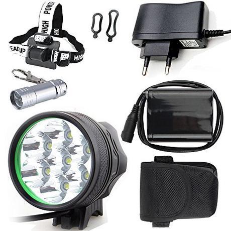 LED LUZ Linterna LáMPARA TORCH frontal Cabeza 7x CREE XM-L T6 /Cree 7X LED de bicicleta /bici lámpara Luz LED frontal para manillar de bicicleta bicicletas (7 focos, 3 modos) con 6x16850 batería y cargador & Llavero Linterna Torch