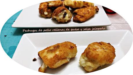 Pechugas de pollo rellenas de queso y salsa jalapeño