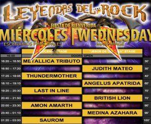 HORARIOS LEYENDAS DEL ROCK 2017