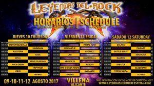 HORARIOS LEYENDAS DEL ROCK 2017