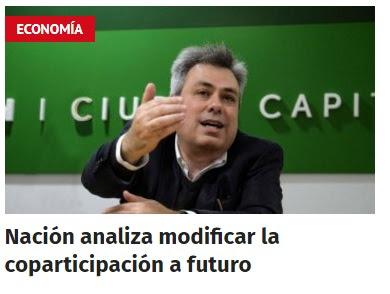 Nación analiza modificar la coparticipación a futuro