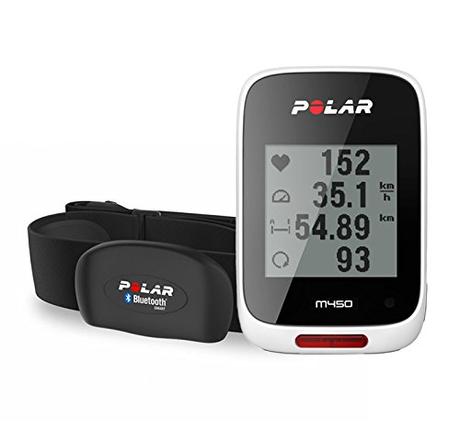 Polar M450 HR - Ciclocomputador con GPS, sensor cardíaco H7 incluido, color blanco