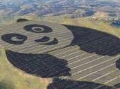 China está construyendo granja solar forma panda dibujos animados