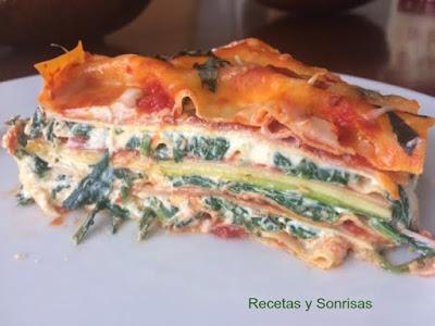 LASAÑA DE ESPINACAS, JAMON Y QUESO