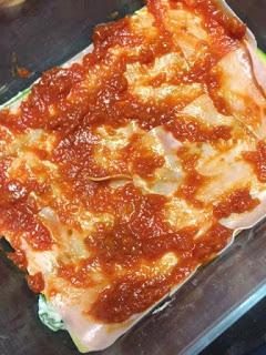 LASAÑA DE ESPINACAS, JAMON Y QUESO