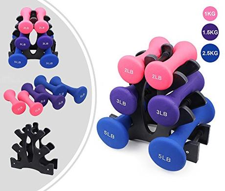 Leogreen - Conjunto de mancuernas de neopreno - Ideal para principiantes o entusiastas de la aptitud avanzada - Rasguño y resistente al impacto