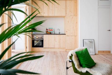 revestimiento madera estilo nórdico barcelona distribución diafana abierta decoración minimalista decoración escandinava casa bajo pequeño blog decoracion interiores 