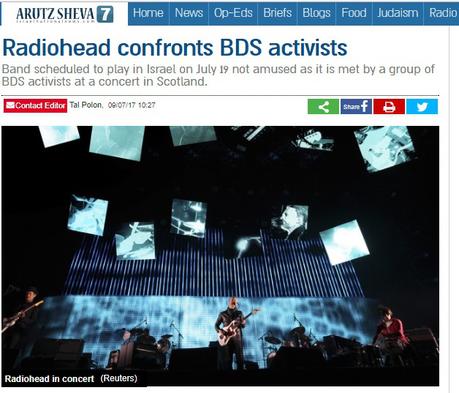 Continúa el acoso del discriminatorio BDS al grupo “Radiohead”
