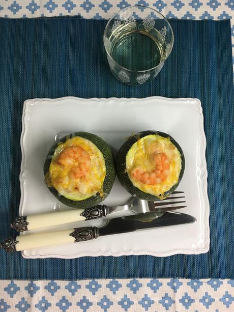 Calabacines Rellenos De Merluza Y Langostinos