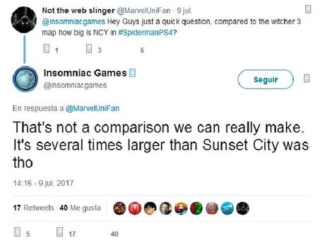 El mapa de Spiderman será grande, pero no como el de The Witcher 3