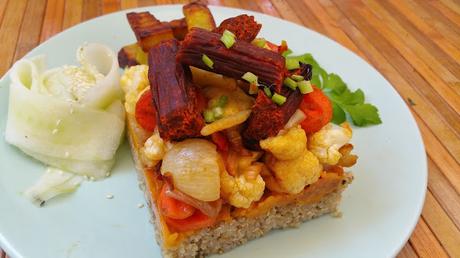 Timbal de quinoa, puré de calabaza y verduras con Calabizo