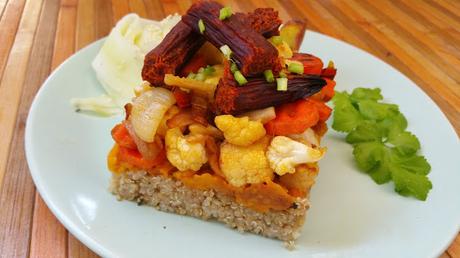 Timbal de quinoa, puré de calabaza y verduras con Calabizo