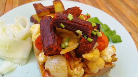 Timbal de quinoa, puré de calabaza y verduras con Calabizo