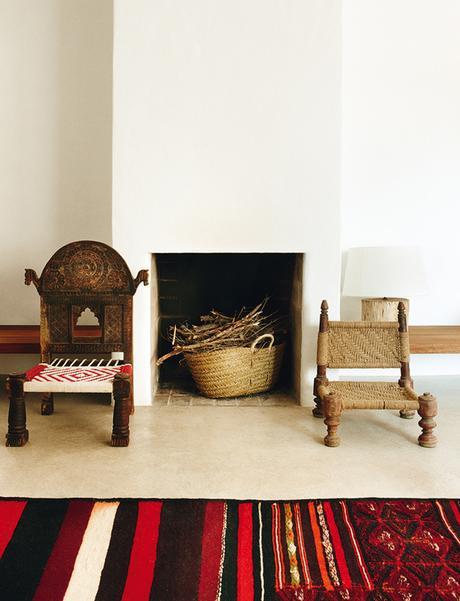 sillas de madera africanas, estilo étnico, kilim