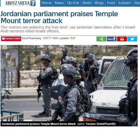 Parlamentarios de la “moderada” Jordania ensalzan el reciente atentado terrorista de Jerusalem.