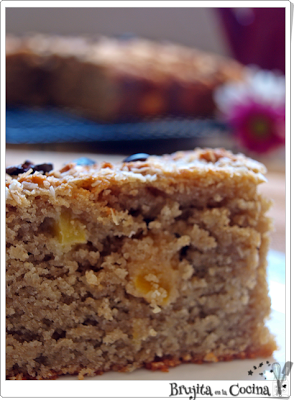 Bizcocho de avena, coco y mango