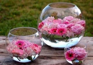 Peceras para tu mesa con flores flotantes- truco casero