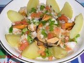 Ensalada patata, gambas mejillones