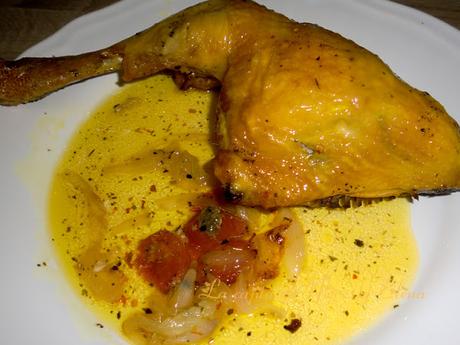 Pollo campero asado con cherries, hierbabuena y biryani