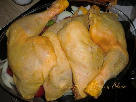 Pollo campero asado con cherries, hierbabuena y biryani