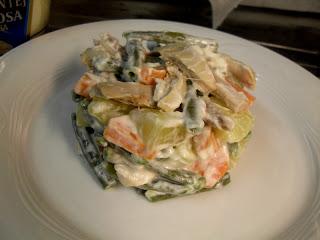 Verduras con pollo asado y mayonesa Heinz