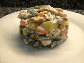 Verduras con pollo asado y mayonesa Heinz